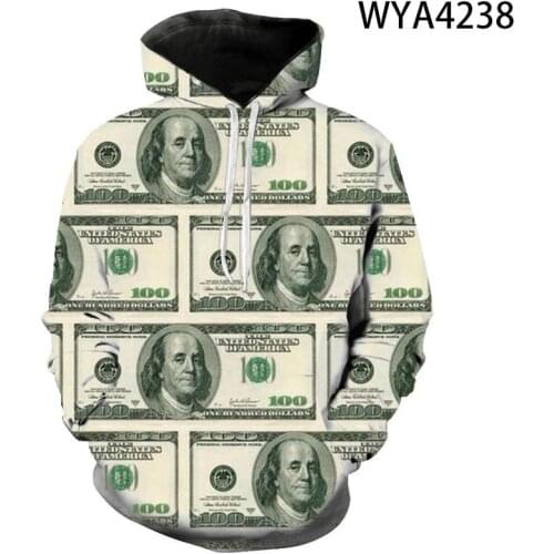 New Dollar Hoodies Men Women Children Money Printed Gothic 3D Print Funny Cool Boy Girl Kids Hooded Pullover Clothing