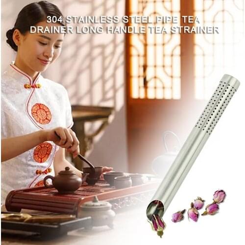 New Stainless Steel Long Handle Tea Strainer Creative Pipe Tea Drain Practical Coffee Flower Tea Filter Tea Tools Accessories