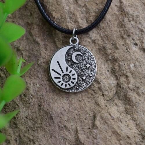 SanLan Day and night necklace Sun and moon pendant with chain Yin-Yang Moon and Sun necklace star jewelry