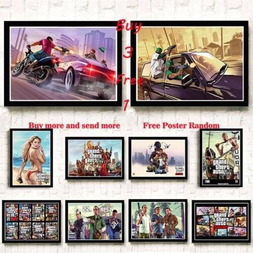 GTA Grand Theft Auto San Andreas coated paper poster Bar Cafe Living Room Dining room Wall Frameless
