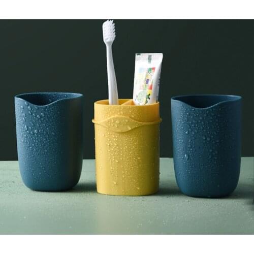 Travel Portable Mouthwash Cup Creative Toothbrushing Cup Plastic Toothbrush Storage Box Couple Toothpaste Organizer Wash Cup