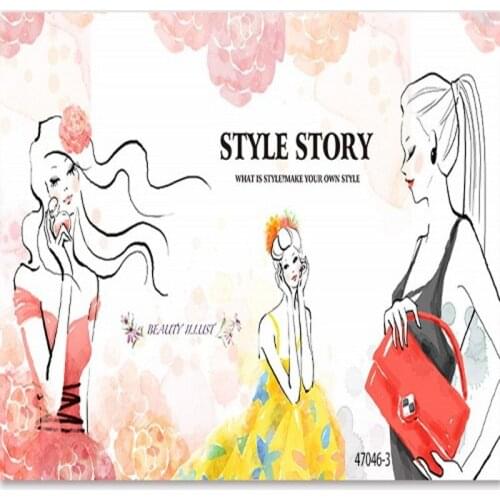 Custom mural watercolor art fashion figure large mural beauty salon personality clothing store window wallpaper mural