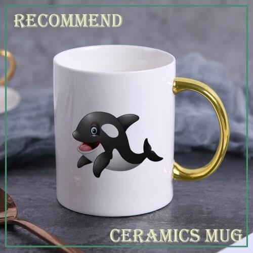 Happy Dolphin Breakfast Mug 11oz Europe Milk Coffee Mugs Office Home Drinkware Tea Cup 400ml for Lovers Gifts KTDW-057