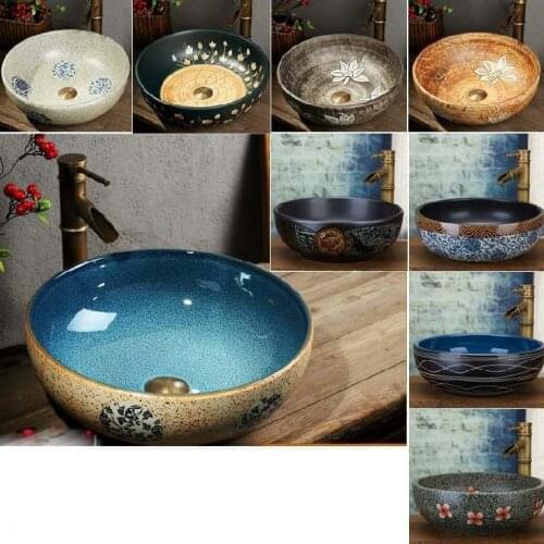 Above counter basin homestay faucet European style small washbasin small household ceramic rose gold wash basin bowl