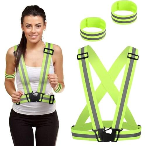 Reflective RunningVest 2 Visibility Safety Bands Night Running Cycling Walking Elastic Adjustable Reflective Gear Sport Vest
