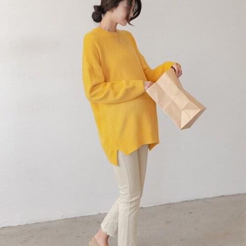 2020 Autumn Spring New Sweater Maternity Clothes Knitted Round Neck Pullover Long Sleeve Bottoming Top Close-Fitting Pregnancy