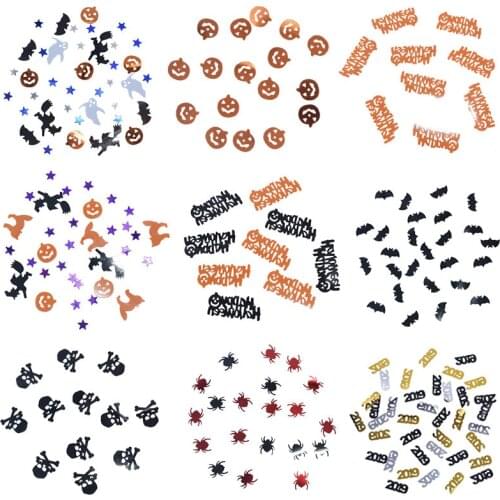 2020 Halloween Confetti Pumpkin Spider Bat ghost Skull Happy Halloween Table Sprinkles Supplies Halloween Decorations Sprinkles