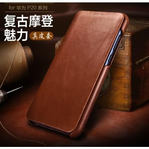 New Curved Edge Vintage Leather Cover For Huawei P20 Original icarer Brand Real Genuine Natural Cow skin phone Case for P20 Pro