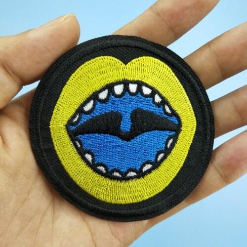 Mouth (Size:7.1x7.1cm) Embroidered Iron on Sew on Appliques for Clothes Punk Jacket Patch Apparel Diy Accessory
