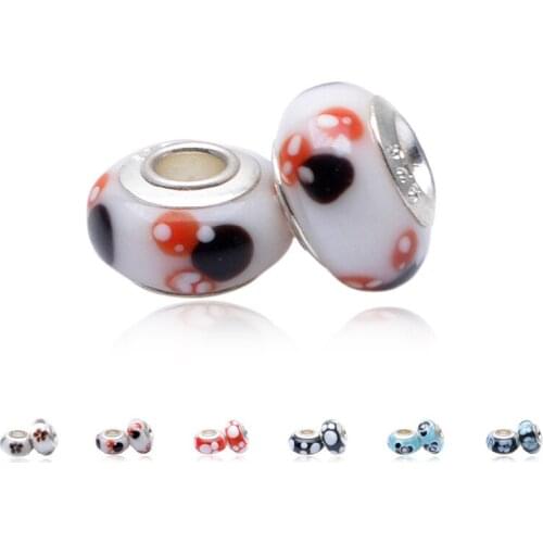 Diy jewelry accessories large hole beads Tibetan silvering beads loose beads large hole high imitation MK mouse glass beads
