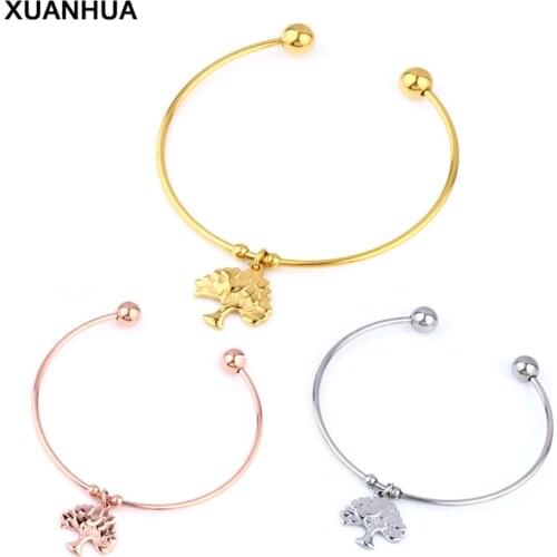 XUANHUA Tree of Life Bracelets Bangles Stainless Steel Bracelet Cuff Bracelet For Women Bead Fashion Bangle Luxury Jewellery