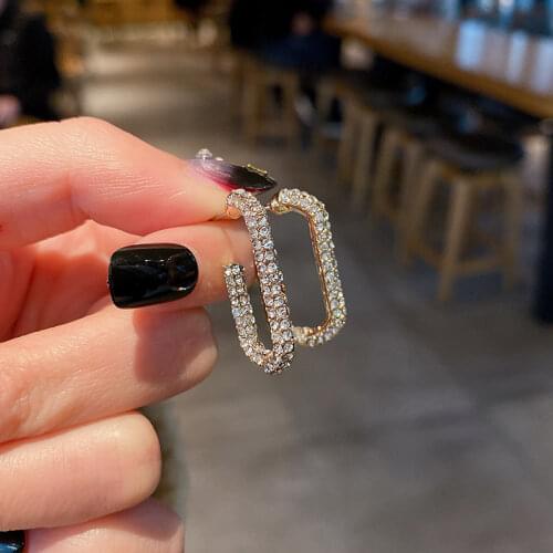 925 Silver Needle Korean Light Luxury Earrings Temperament Fashion Rhinestone Lady Earrings