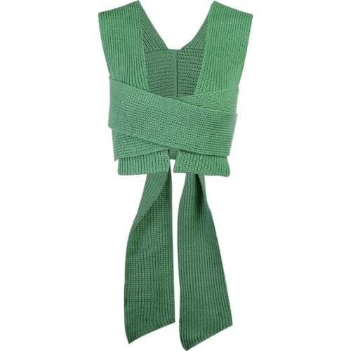 Women Vest Simple DIY All-match Style Knitted Sweater Leisure Y2K Streetwear Sleeveless Female Sexy Sweater Waistcoat