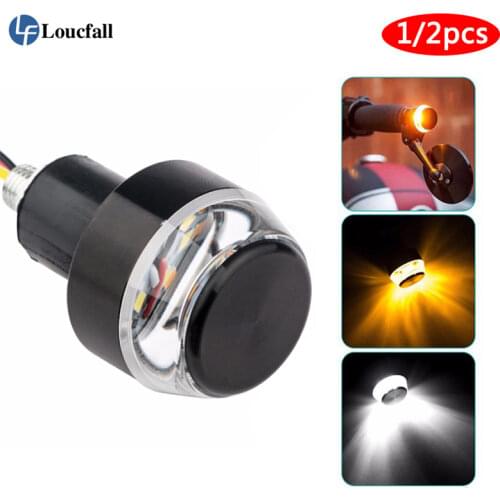 1/2pc 12V CNC Turn Signals Motorcycle LED Handle Bar End Blinker for 22mm Handlebar Signal Light Flashing for Handle Bar
