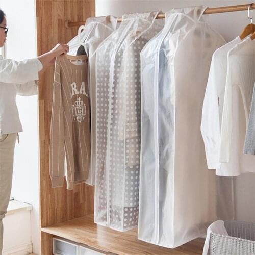 1pcs Tidy Transparent Dust Cover Bags Non-woven Suit Jacket Coat Clothes Storage Bag Bedroom Closet Organizer