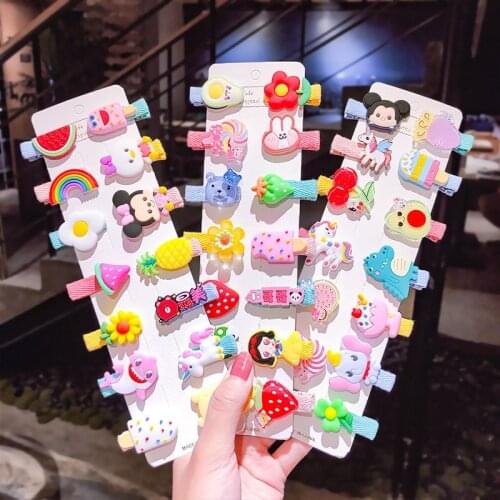 10PCS/Set New Girls Cute Cartoon Ice Cream Fruits Hairpins Children Sweet Barrettes Hair Clips Headband Fashion Hair Accessories