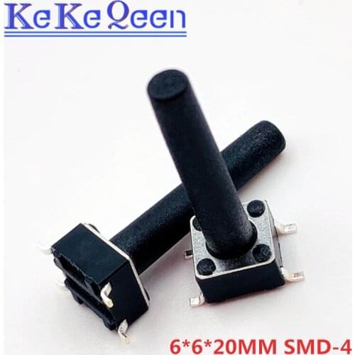 100PCS/LOT SMD 6*6*20MM 6mm*6mm*20mm Push Button Switches SMD-4 Tactile Switches Push Button Tact Switch 6x6x20mm micro switch