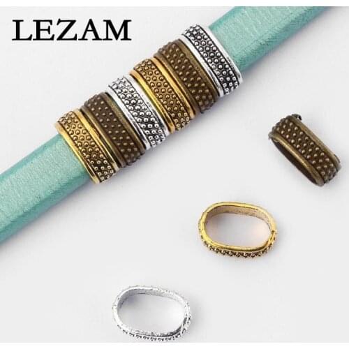 20pcs Antique Bronze/Gold Dots Beads Slider Spacer For 10*6mm Licorice Leather Cord Jewelry Findings Accessories