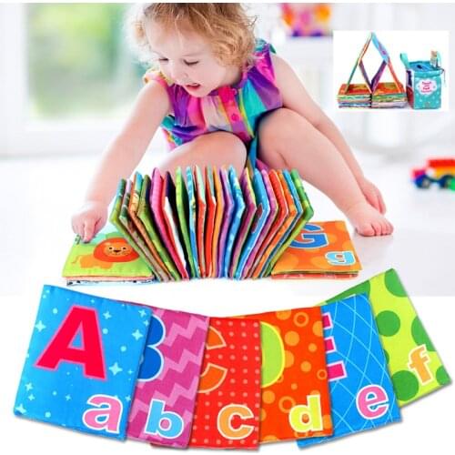26PCS Newest Flashcards Learning Language Baby Book Toy Soft Alphabet Cards With Cloth Bag Babies English Reading Books