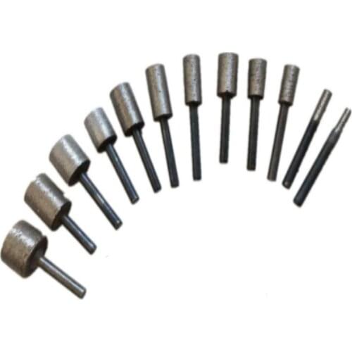 5pcs Diamond Grinding Head Burrs Grind Inverted Trapezoid Stone Jade Engraving Carving Peeled Rotary Tools Burs Mini Drill Bit