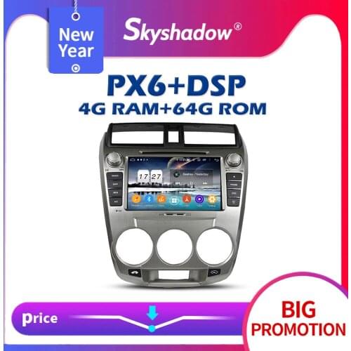 720P PX6 DSP IPS Android 10 4G RAM 64GB Car DVD Player AHD GPS RDS Radio wifi Bluetooth 5.0 For Honda CITY 2008 2009 2010 2011