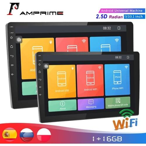 AMPrime Android 10.1" 2din Car Multimedia Player GPS Wifi Touch Screen Car Radio Audio Stereo BT USB FM With Rear View Camera