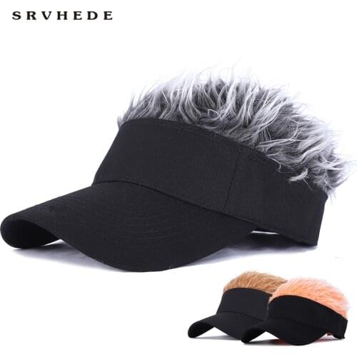 2021 Golf Baseball Cap With Fake Flair Hair cap Sun Visor Fun Toupee Hats Mens Womens Spiked Hairs Wig hat