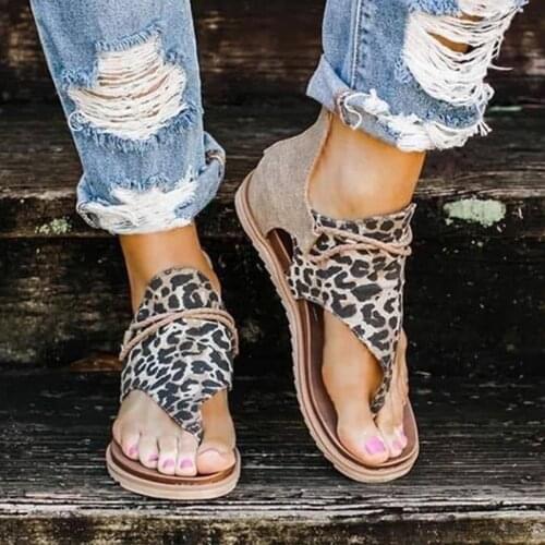 2020 Women Sandals Leopard Print Summer Shoes Women Large Size Andals Flat Women Sandals Womens Summer Shoes Sandals босоножки