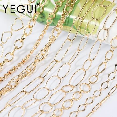 YEGUI C192,diy chain,18k gold plated,0.3microns,copper metal,charms,hand made chain,diy bracelet necklace,jewelry making,1m/lot