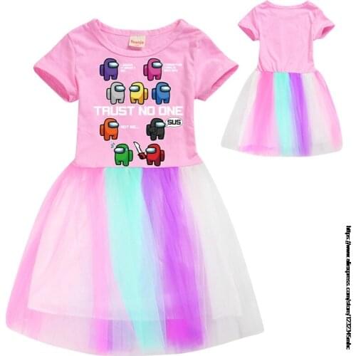 Baby Girl Birthday Dress Game Among Us Kids Dresses For Girls 2 3 4 5 6 Years Children Casual Wear Little Girls Summer Clothes