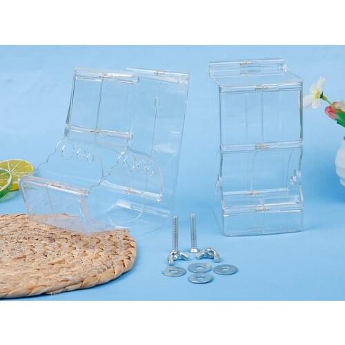 Hamster Rabbit Food Dispenser Feeder Plastic Clear Automatic Pet Feeder For Hamster Guinea Pigs Food Bowl Container Transparent