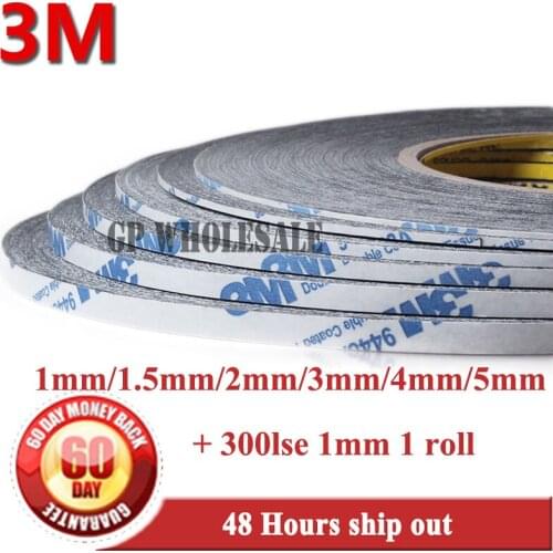 Save Money! 1mm/1.5mm/2mm/3mm/4mm/5mm width Double Sided Adhesive 3M Black 9448 Tape + 300LSE 9495LE 1MM Tape for Touch Screen