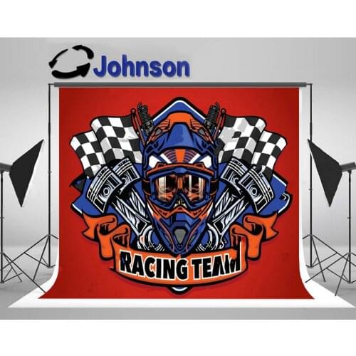 Motocross Skull Wearing Helmet Racing Team photography backgrounds Computer print party photo backdrop