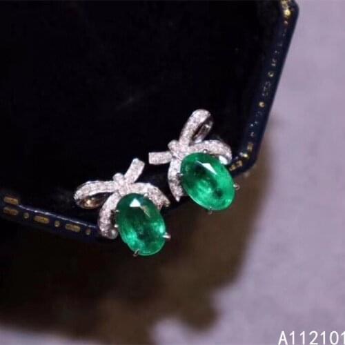 KJJEAXCMY fine jewelry 925 silver natural Emerald new girl classic earrings ear stud support test Chinese style with box