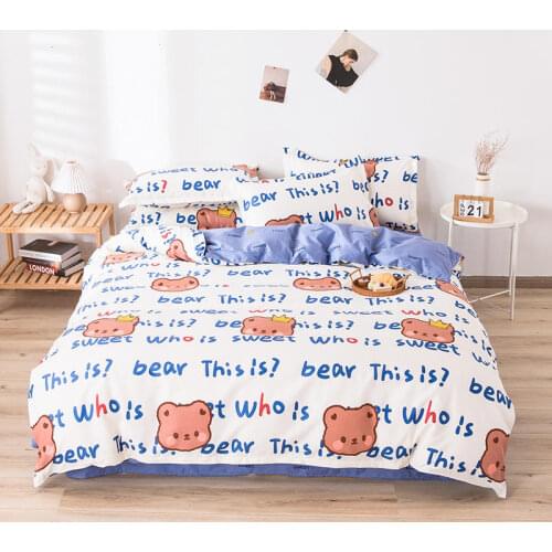 Bear Bedding Sets 3/4pcs Geometric Pattern Bed Linings Duvet Cover Bed Sheet Pillowcases Cover Set