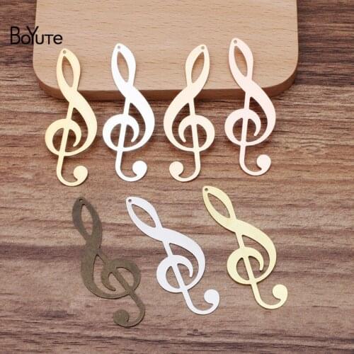 BoYuTe (50 Pieces/Lot) 19*53MM Metal Brass Stamping Music Sign Pendant Charms Diy Hand Made Jewelry Accessories Wholesale