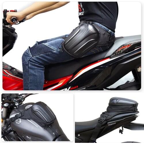 MJ MOTO Motorcycle Fule Tank Bag Carbon Fiber Hard Shell Waterproof Motocross Leg Bag Hip Bump Motorcycle Tail Bag Multifunction