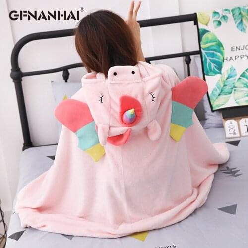 Kawaii 90*190cm Unicorn Cloak blanket Plush Toy Lovely Animal Unicorn With Wings Blanket Dolls Children Girls Christmas Gifts