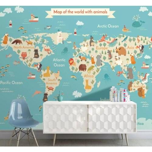 Milofi custom 3D wallpaper mural Nordic modern fresh cartoon animal world childrens room background wall decoration wallpaper