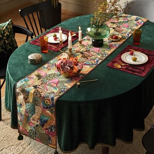Parrot Table Runner American Exquisite Vintage Dining Table Decorative Cloth Coffee Table TV Cabinet Cover Track On The Table