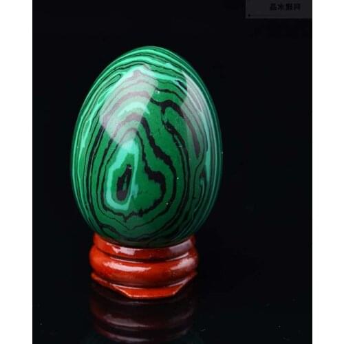 Natural malachite eggs with wooden base natural stone and quartz crystal ball therapy chakra reiki balls for decoration
