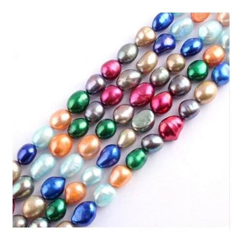 8-9mm Natural FreeFresh Gem Stone Potatoes For Gem Stone For DIY Bracelat Necklace Pearl Jewelry Manufacturing 14.5 "