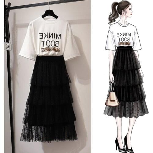 New women two piece outfits 2019 casual Ocean two piece set T-shirt & dress summer clothes for women ensemble femme L41302