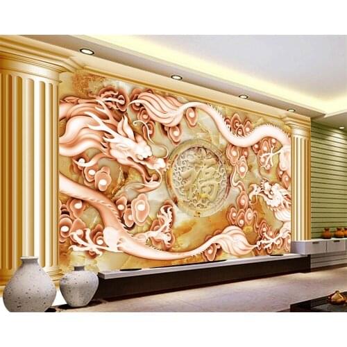 Beibehang Custom Wallpaper House Decorative Mural European Style Retro Gold Dragon Roman Column 3D Wall mural 3d wallpaper photo
