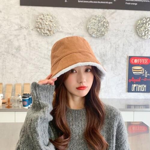 2021 Fashion Warm Bucket Hat Winter Women Faux Fur Fisherman Hat furly Ladies Outdoor Vacation Panama Female