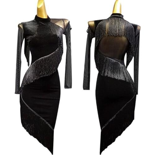 Sexy latin dance dress tassel party costumes salsa dress jazz dance wear modern dance costumes ballroom latin dress