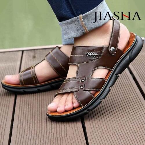 Plus Size Summer Shoes Men Sandals Genuine Leather Classic Shoes Men Slippers Soft Beach Sandals Men Roman Casual Man Footwear