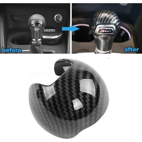 Car Gear Shift Knob Head Cover Gearshift Cap Sticker Trim For Audi A3 Q2L S3 Carbon Fiber Look