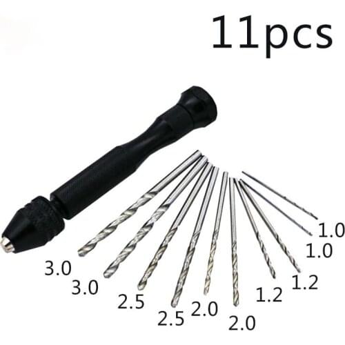 Manual twist drill Mini Micro Hand Drill Keyless Chuck HSS Twist Drill Bit Woodworking Drilling Rotary Tools Craft Hand Drill