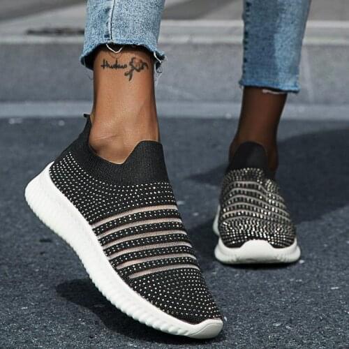 Oversize Summer Lightweight Sports Sneakers Socks Women Black Sport Shoes Womens Running Shoes Knit Bascket Femme Fitness E-894